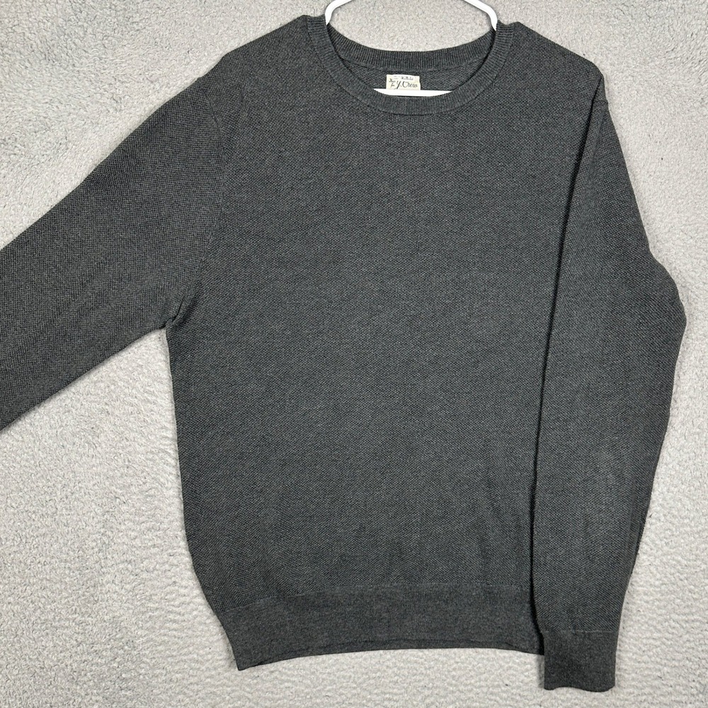 J Crew Sweater Mens Large Grey Textured Knit Crew Neck Pullover Long Sleeve EUC